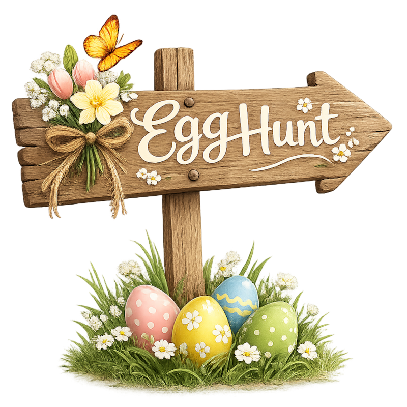 Egg hunt sign