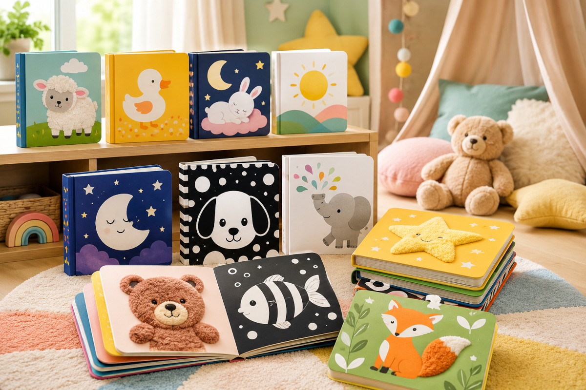Board books and baby books for babies and toddlers with touch-and-feel books, bedtime books and first word books