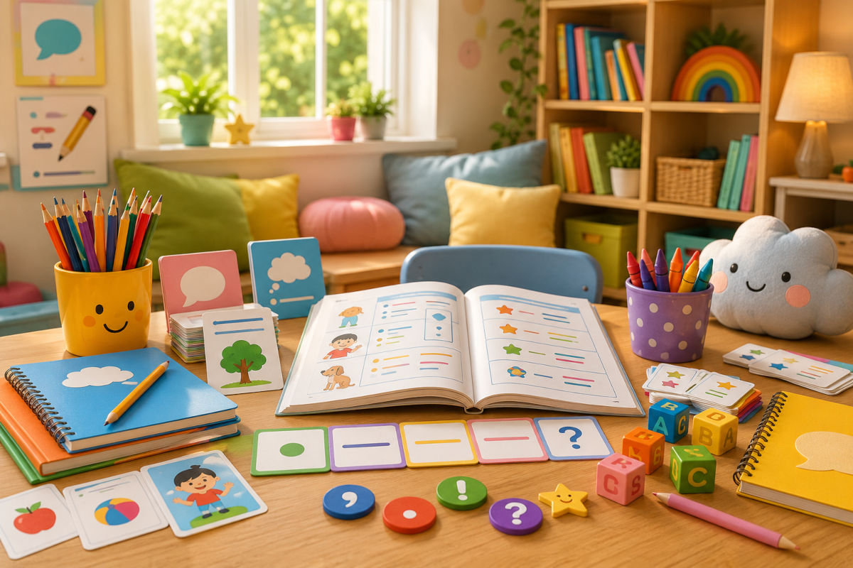 Grammar and language skills resources for kids with grammar workbooks, vocabulary cards, sentence practice and punctuation guides