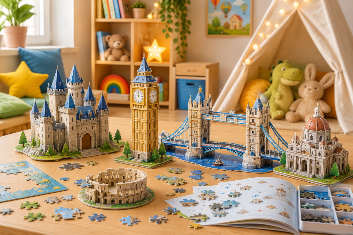 3D puzzles for kids with landmark puzzle models, building pieces and hands-on spatial puzzle activities
