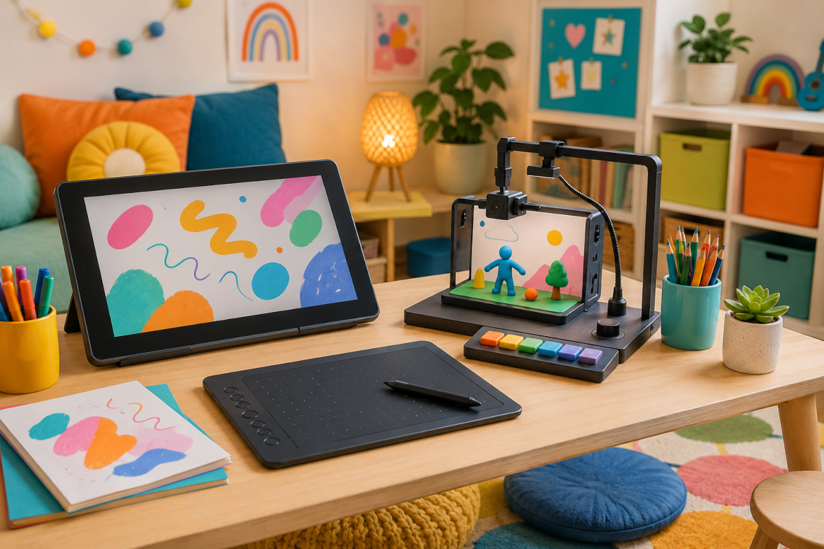 Digital art and creative tech toys for kids with LCD drawing tablets, digital stylus boards and animation starter kits