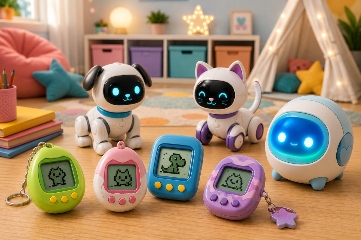 Electronic pets and virtual companions for kids with digital pet devices, interactive robot pets and virtual companion gadgets