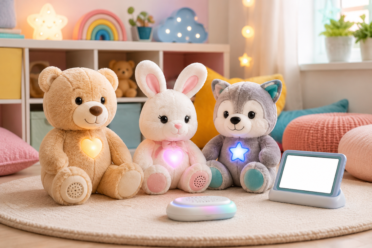 Smart interactive plush toys for kids with talking plush animals, voice-responsive soft toys and app-connected stuffed toys